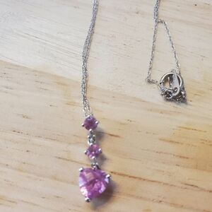 Vibrant Pink Stone Necklace With Matching Earrings